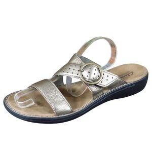 Clarks Bendables Womens Sandal Size 8.5 Walking Comfort Metallic Gold Leather